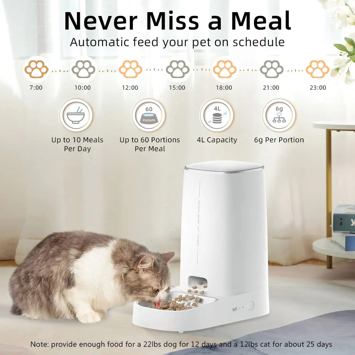 WiFi Automatic Cat Feeder – 4L Programmable Pet Dispenser