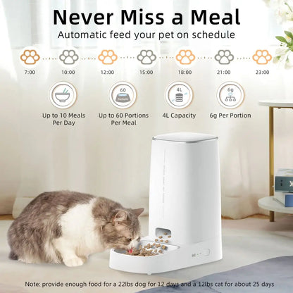 WiFi Automatic Cat Feeder – 4L Programmable Pet Dispenser